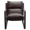 Diamond Sofa Diamond Sofa MILLERCHCH Miller Sling Accent Chair with Genuine Black Powder Coated Metal Frame; Chocolate Leather MILLERCHCH
